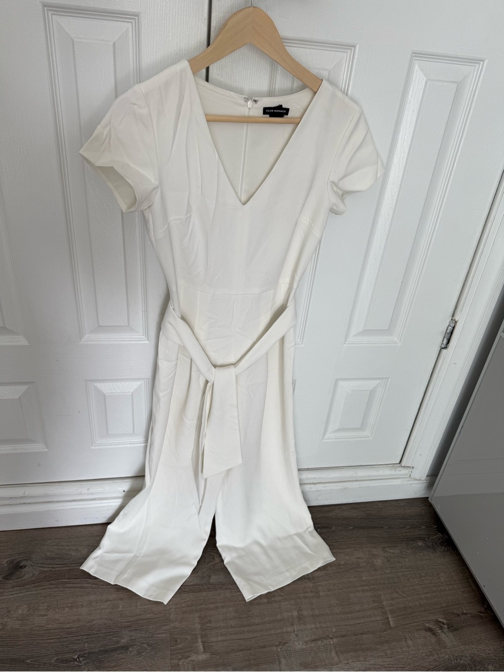 Club Monaco White Jumpsuit with Tie Waist